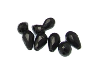 (image for) 16 x 10mm Black Faceted Glass Drop Bead, 8 beads