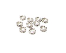 (image for) 8mm Silver Rhinestone Spacer Bead, 10 beads