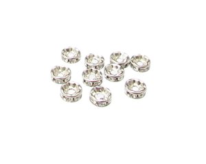(image for) 8mm Silver Rhinestone Spacer Bead, 10 beads