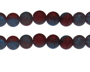 (image for) 12mm Red/Blue Crackle Frosted Duo Bead, approx. 14 beads