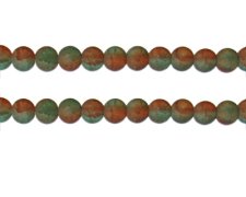 (image for) 8mm Aqua/Orange Crackle Frosted Duo Bead, approx. 36 beads