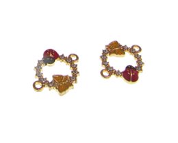 (image for) 24 x 18mm Butterfly/Ladybug Enamel Gold Metal Link, 2 links