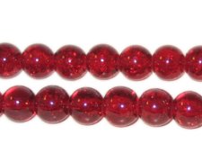 (image for) 8mm Light Red Round Crackle Glass Bead, approx. 35 beads