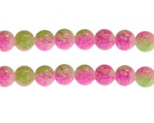 (image for) 12mm Pink/Apple Green Duo-Style Glass Bead, approx. 14 beads