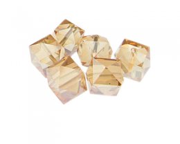 (image for) 14mm Peach Faceted Multi-Cube Glass Bead, 6 beads