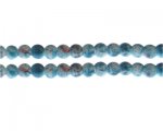 8mm Turquoise/Red Swirl Marble-Style Glass Bead, approx. 35 bead