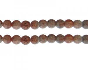 10mm Burnt Orange/Gray Duo-Style Glass Bead, approx. 16 beads