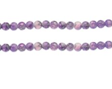 (image for) 6mm Violet Swirl Marble-Style Glass Bead, approx. 42 beads