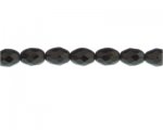14 x 10mm Black Faceted Oval Glass Bead, 7" string 14 x 10mm Black Faceted Oval Glass Bead, 7" string