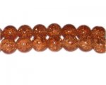 12mm Golden Brown Crackle Glass Bead, approx. 18 beads