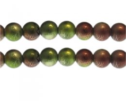 (image for) 12mm Apple/L. Copper Drizzled Glass Bead, approx. 13 beads