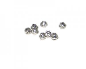 6mm Silver Striped Metal Spacer Bead, 8 beads, large hole