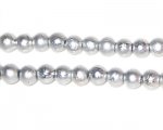 6mm Drizzled Silver Bead, approx. 43 beads