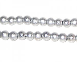 6mm Drizzled Silver Bead, approx. 50 beads