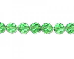14mm Light Green Faceted Glass Bead, 14" string