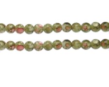 (image for) 8mm Khaki/Red Swirl Marble-Style Glass Bead, approx. 38 beads