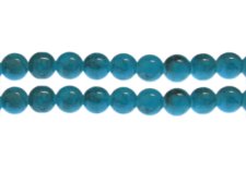 (image for) 10mm Turquoise Marble-Style Glass Bead, approx. 22 beads