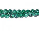 10mm Green Spot Marble-Style Glass Bead, approx. 16 beads