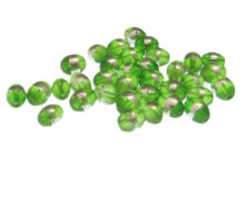 (image for) Approx. 1oz. x 8x6mm Apple Green Oval Glass Bead w/Silver Line