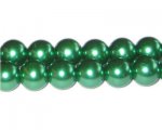 12mm Grass Green Glass Pearl Bead, approx. 18 beads