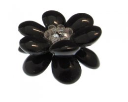 (image for) 46mm Black Bead Flower Pendant, double-sided