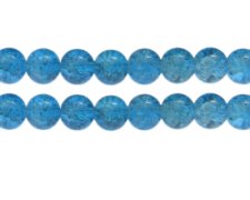 (image for) 12mm Deep Turq. Crackle Glass Bead, approx. 18 beads