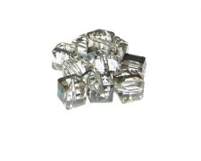 (image for) 10mm Silver Cube Glass Bead, 8 beads