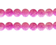 (image for) 12mm Deep Pink Marble-Style Glass Bead, approx. 17 beads