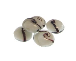 (image for) 20mm White Pattern Lampwork Glass Bead, 5 beads