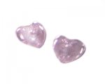 14mm Pink Foil Heart Lampwork Glass Bead, 4 beads 14mm Pink Foil Heart Lampwork Glass Bead, 4 beads