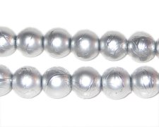 (image for) 10mm Drizzled Silver Glass Bead, approx. 17 beads