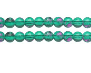 (image for) 10mm Green Spray Glass Bead, approx. 18 beads
