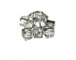 (image for) 10mm Silver Cube Glass Bead, 8 beads