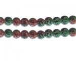 10mm Red/Green Spot Marble-Style Glass Bead, approx. 16 beads