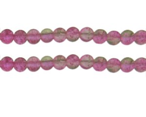 (image for) 8mm Pink/Apple Green Crackle Frosted Duo Bead, approx. 36 beads