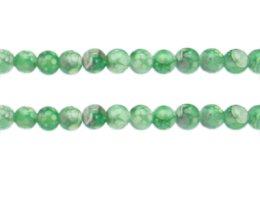 (image for) 8mm Green Swirl Marble-Style Glass Bead, approx. 38 beads