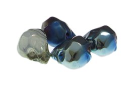 (image for) 24 x 20mm Random Blue Skull Glass Bead, 4 beads