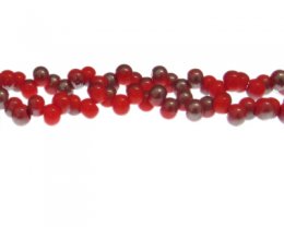 (image for) 8 x 6mm Strawberry Red/Silver Drop Glass Bead, 20" string