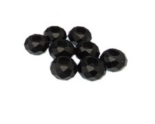 (image for) 14 x 8mm Black Faceted Rondelle Glass Bead, 8 beads, large hole
