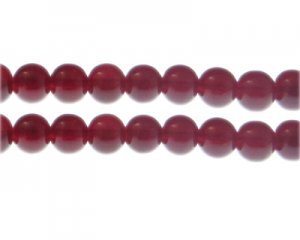 10mm Blood Red Jade-Style Glass Bead, approx. 20 beads