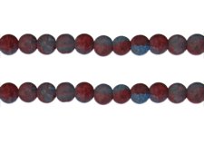 (image for) 8mm Red/Blue Crackle Frosted Duo Bead, approx. 36 beads