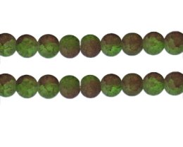 (image for) 10mm Brown/Apple Green Crackle Frosted Duo Bead, approx. 17 bea