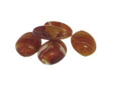 (image for) 24 x 20mm Golden Brown Oval Lampwork Glass Bead, 5 beads