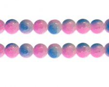 (image for) 12mm Pink/Blue Duo-Style Glass Bead, approx. 14 beads