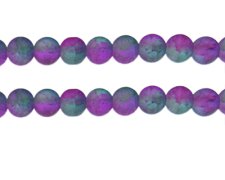 (image for) 10mm Turq/Purple Crackle Frosted Duo Bead, approx. 17 beads