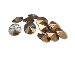 (image for) Approx. 1oz. 14x8mm Gold half-Bicone Glass Electroplated Bead, hole in back