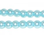 8mm Round Pale Blue Glass Pearl Bead, approx. 56 beads