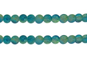 (image for) 8mm Turq/Apple Green Crackle Frosted Duo Bead, approx. 36 beads