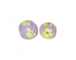 14-16mm Lilac Yellow-Daisy Handmade Lampwork Glass Bead, 3 beads 14-16mm Lilac Yellow-Daisy Handmade Lampwork Glass Bead, 3 beads