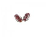24 x 14mm Red Foil Lampwork Glass Bead, 2 beads 24 x 14mm Red Foil Lampwork Glass Bead, 2 beads